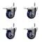 Service Caster 4'' Blue Polyurethane Swivel 7/16'' Stem Caster Set with Total Lock Brake, 4PK SCC-GRTTL20S414-PPUB-BLUE-716138-4 - alternate 1